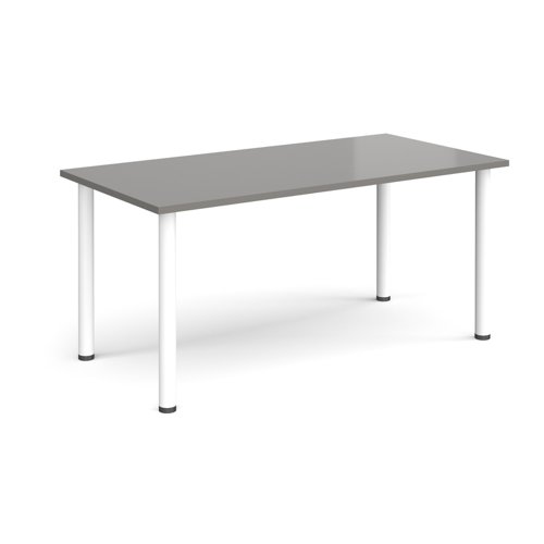 Rectangular white radial leg meeting table 1600mm x 800mm - onyx grey