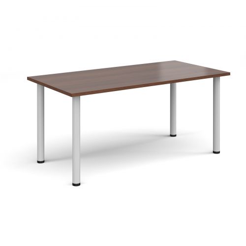 Rectangular white radial leg meeting table 1600mm x 800mm - walnut