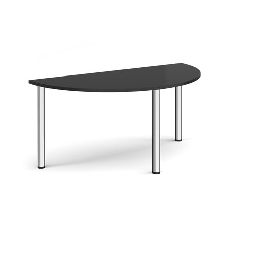 Semi circular chrome radial leg meeting table 1600mm x 800mm - Black | DRL1600S-C-BK | Dams International