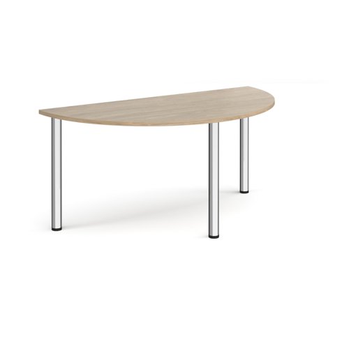 Semi circular chrome radial leg meeting table 1600mm x 800mm - barcelona walnut Meeting Tables DRL1600S-C-BW