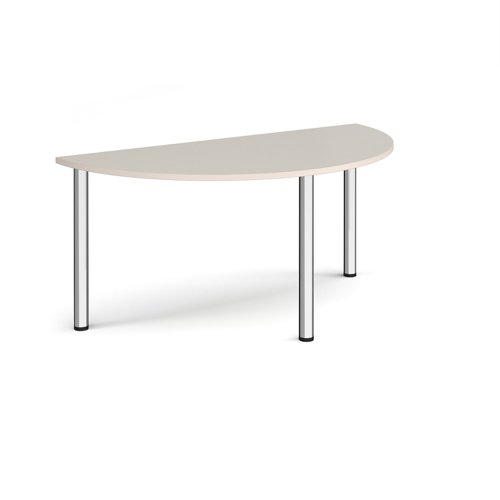 Semi circular chrome radial leg meeting table 1600mm x 800mm - Light Grey