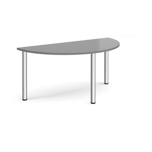 Semi circular chrome radial leg meeting table 1600mm x 800mm - onyx grey