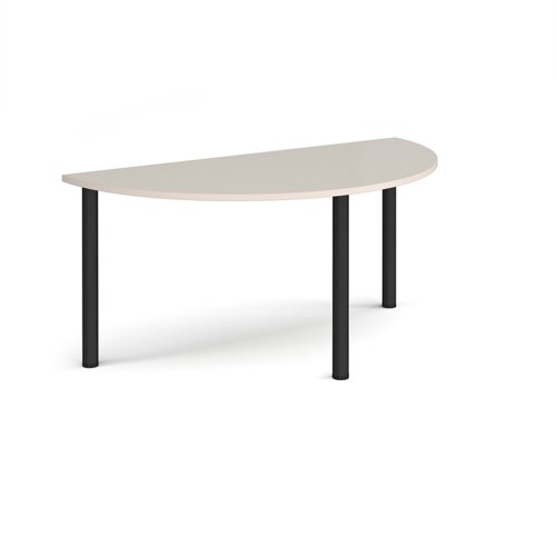 Semi circular black radial leg meeting table 1600mm x 800mm - Light Grey