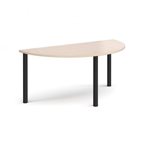 Semi circular black radial leg meeting table 1600mm x 800mm - maple