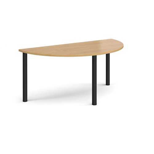 Semi circular black radial leg meeting table 1600mm x 800mm - oak Dams International