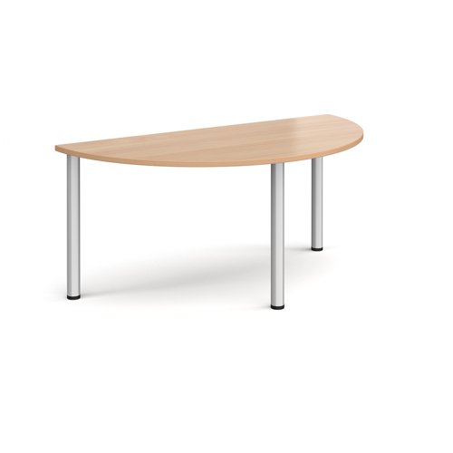 Semi circular silver radial leg meeting table 1600mm x 800mm - beech Meeting Tables DRL1600S-S-B