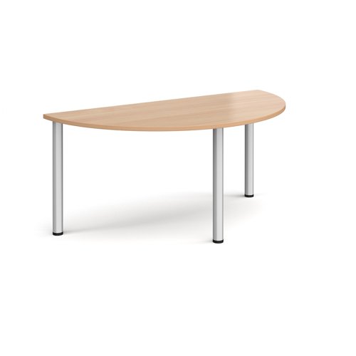 Semi circular silver radial leg meeting table 1600mm x 800mm - beech