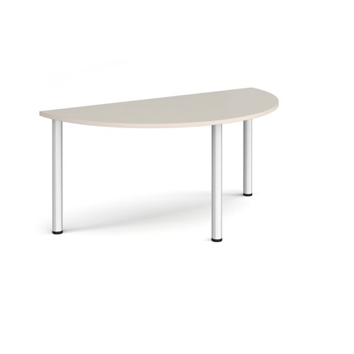 Semi circular silver radial leg meeting table 1600mm x 800mm - Light Grey