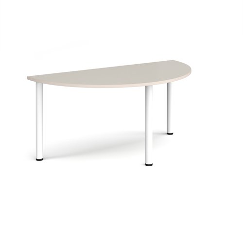 Semi circular white radial leg meeting table 1600mm x 800mm - Light Grey