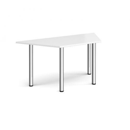 Trapezoidal chrome radial leg meeting table 1600mm x 800mm - white
