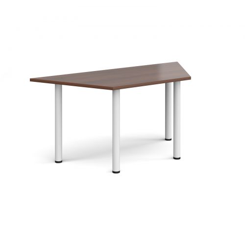 Trapezoidal white radial leg meeting table 1600mm x 800mm - walnut