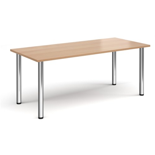 Rectangular chrome radial leg meeting table 1800mm x 800mm - beech  DRL1800-C-B