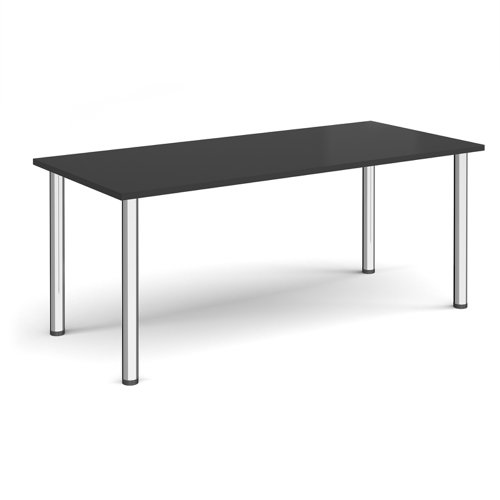 Rectangular chrome radial leg meeting table 1800mm x 800mm - Black | DRL1800-C-BK | Dams International