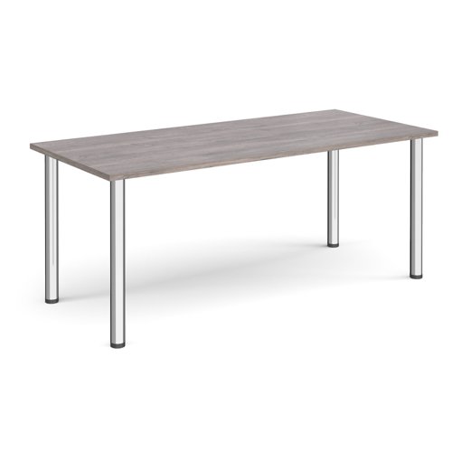 Rectangular chrome radial leg meeting table 1800mm x 800mm - grey oak