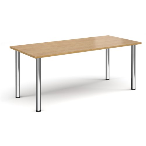 Rectangular chrome radial leg meeting table 1800mm x 800mm - oak