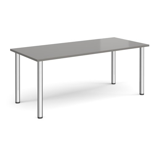 Rectangular chrome radial leg meeting table 1800mm x 800mm - onyx grey ...