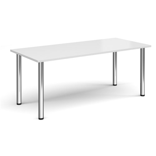Rectangular chrome radial leg meeting table 1800mm x 800mm - white
