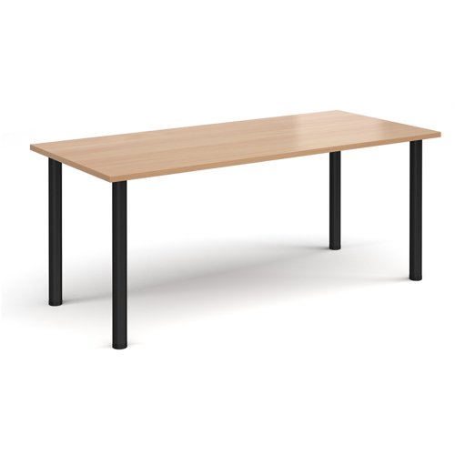 Rectangular black radial leg meeting table 1800mm x 800mm - beech