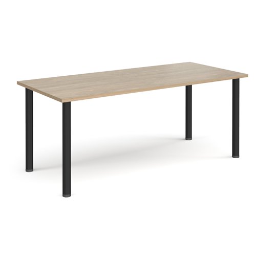 Rectangular black radial leg meeting table 1800mm x 800mm - Barcelona walnut