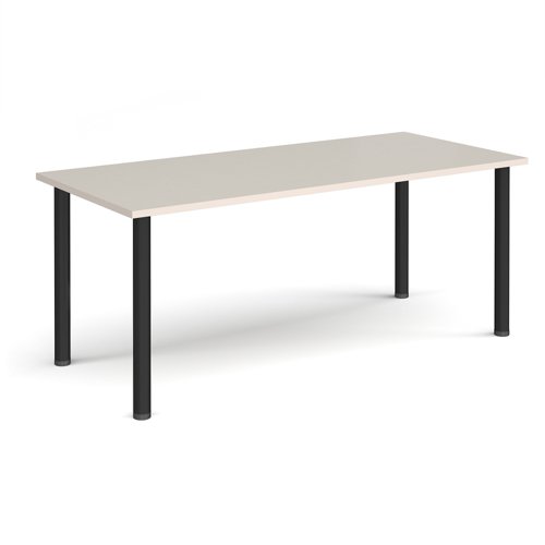 Rectangular black radial leg meeting table 1800mm x 800mm - Light Grey