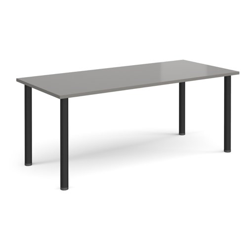 Rectangular black radial leg meeting table 1800mm x 800mm - onyx grey