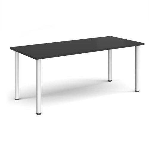 Rectangular silver radial leg meeting table 1800mm x 800mm - Black | DRL1800-S-BK | Dams International