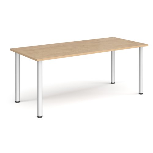 Rectangular silver radial leg meeting table 1800mm x 800mm - kendal oak