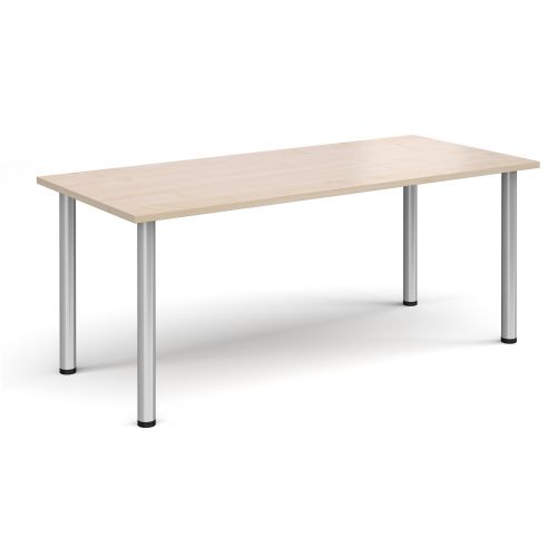 Rectangular silver radial leg meeting table 1800mm x 800mm - maple