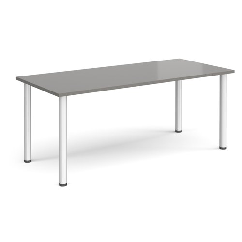 Rectangular silver radial leg meeting table 1800mm x 800mm - onyx grey