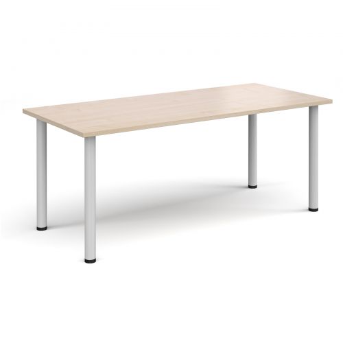 Rectangular white radial leg meeting table 1800mm x 800mm - maple