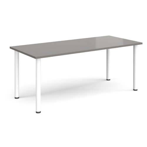 Rectangular white radial leg meeting table 1800mm x 800mm - onyx grey