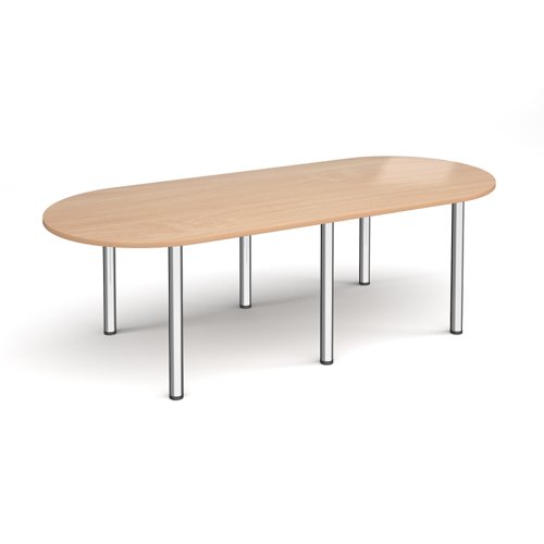 DRL2400-C-B Radial end meeting table 2400mm x 1000mm with 6 chrome radial legs - beech