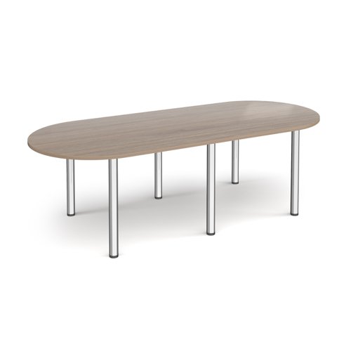 Radial end meeting table 2400mm x 1000mm with 6 chrome radial legs - Barcelona Walnut