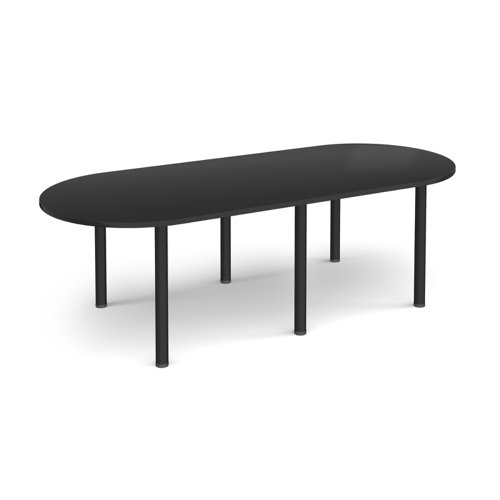 Radial end meeting table 2400mm x 1000mm with 6 black radial legs - Black