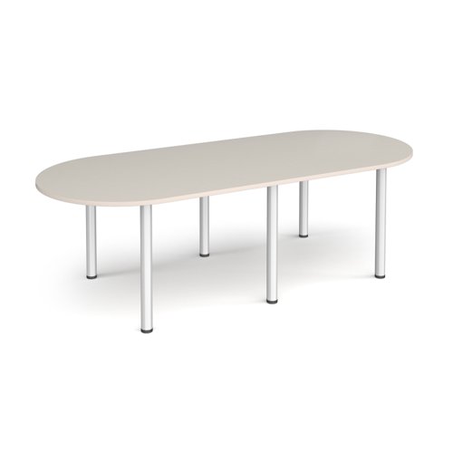 Radial end meeting table 2400mm x 1000mm with 6 silver radial legs -Light Grey