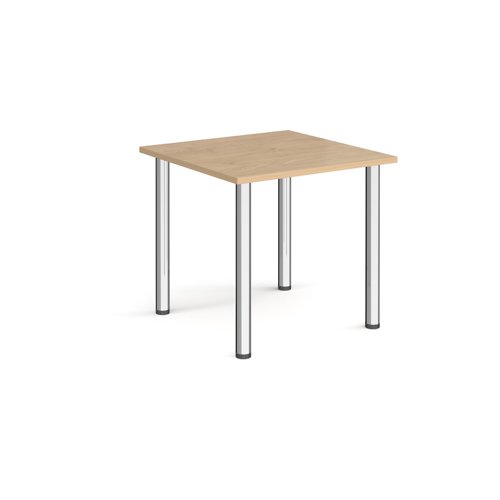 Rectangular chrome radial leg meeting table 800mm x 800mm - kendal oak