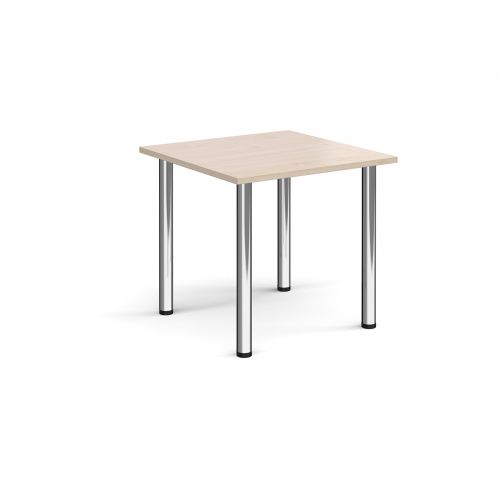 Rectangular chrome radial leg meeting table 800mm x 800mm - maple