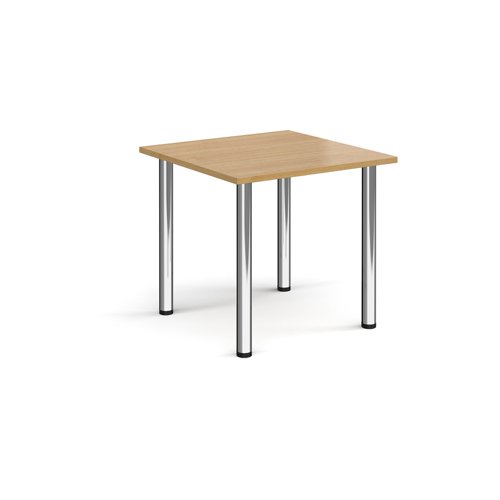 Rectangular chrome radial leg meeting table 800mm x 800mm - oak DRL800-C-O Buy online at Office 5Star or contact us Tel 01594 810081 for assistance