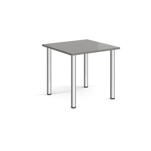 Rectangular chrome radial leg meeting table 800mm x 800mm - onyx grey