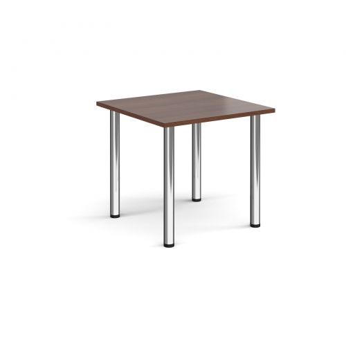 Rectangular chrome radial leg meeting table 800mm x 800mm - walnut