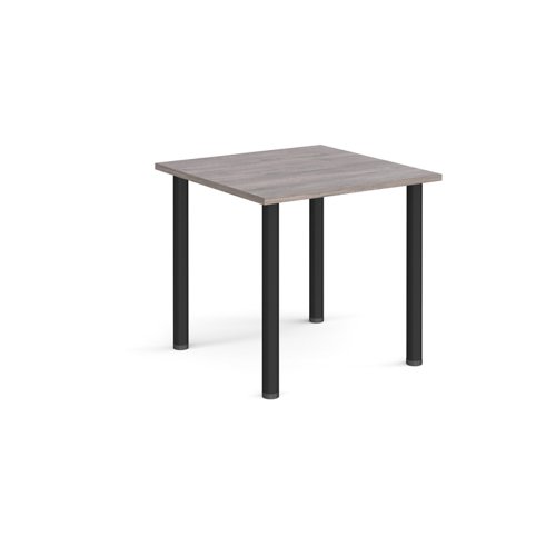 Rectangular black radial leg meeting table 800mm x 800mm - grey oak