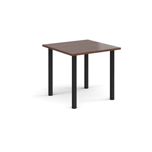 Rectangular black radial leg meeting table 800mm x 800mm - walnut