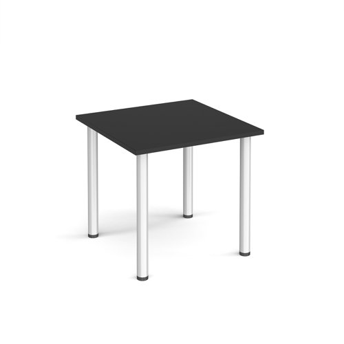 Rectangular silver radial leg meeting table 800mm x 800mm - Black