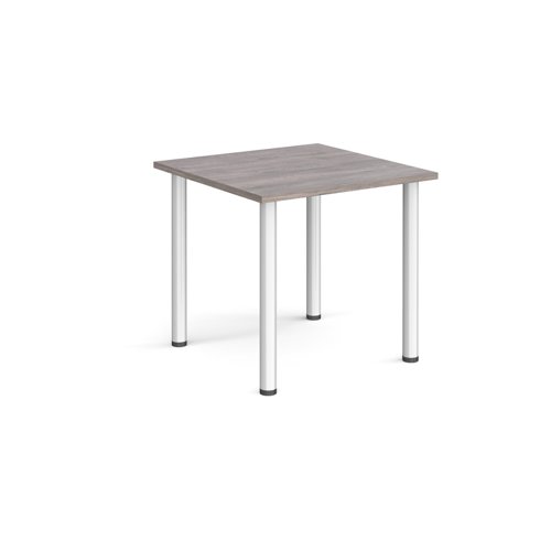 Rectangular silver radial leg meeting table 800mm x 800mm - grey oak