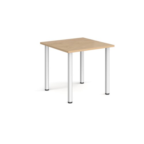 Rectangular silver radial leg meeting table 800mm x 800mm - kendal oak
