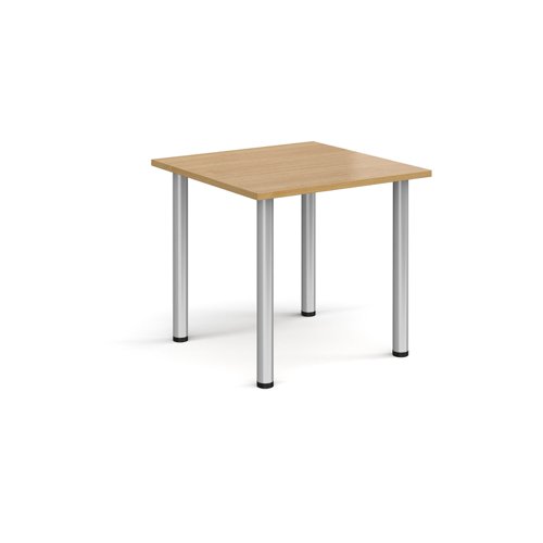 Rectangular silver radial leg meeting table 800mm x 800mm - oak Meeting Tables DRL800-S-O
