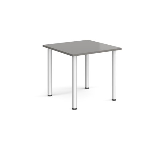 Rectangular silver radial leg meeting table 800mm x 800mm - onyx grey