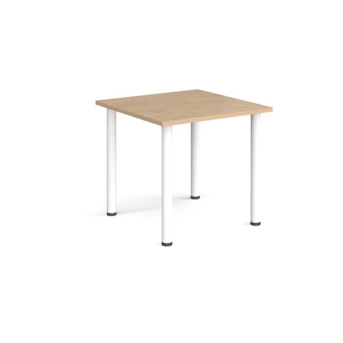 Rectangular white radial leg meeting table 800mm x 800mm - kendal oak