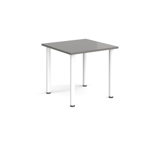 Rectangular white radial leg meeting table 800mm x 800mm - onyx grey
