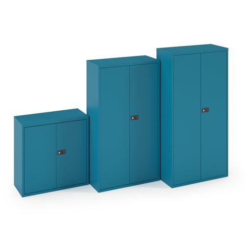 Steel contract cupboard with 4 shelves 1968mm high - blue